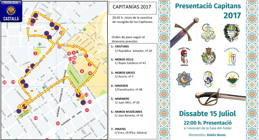 ITINERARIO RECOGIDA DE CAPITANES 2017